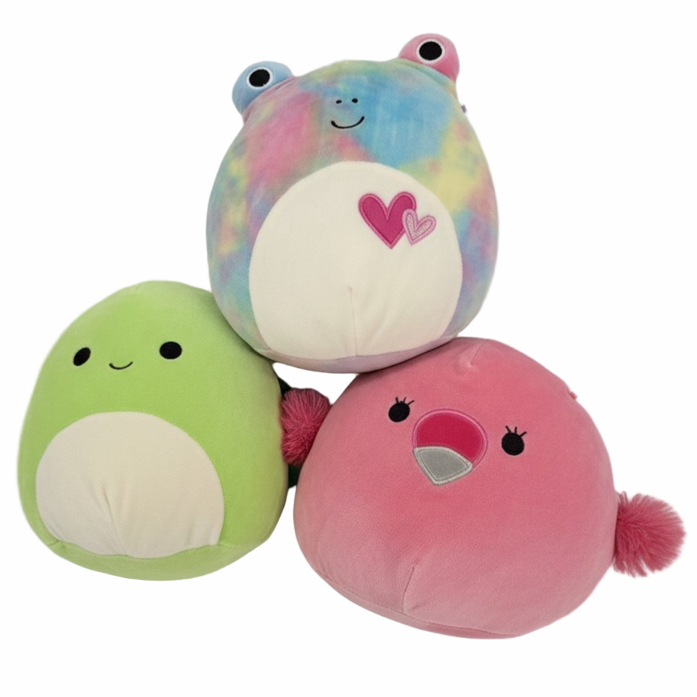 Squishmallows KellyToys Colourful Plush Stuffed Animal Toy Lot of 3